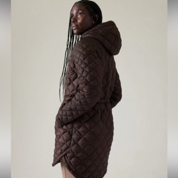 Athleta Whisper Featherless Puffer Parka Toasted Brown Size Medium - Picture 2 of 8